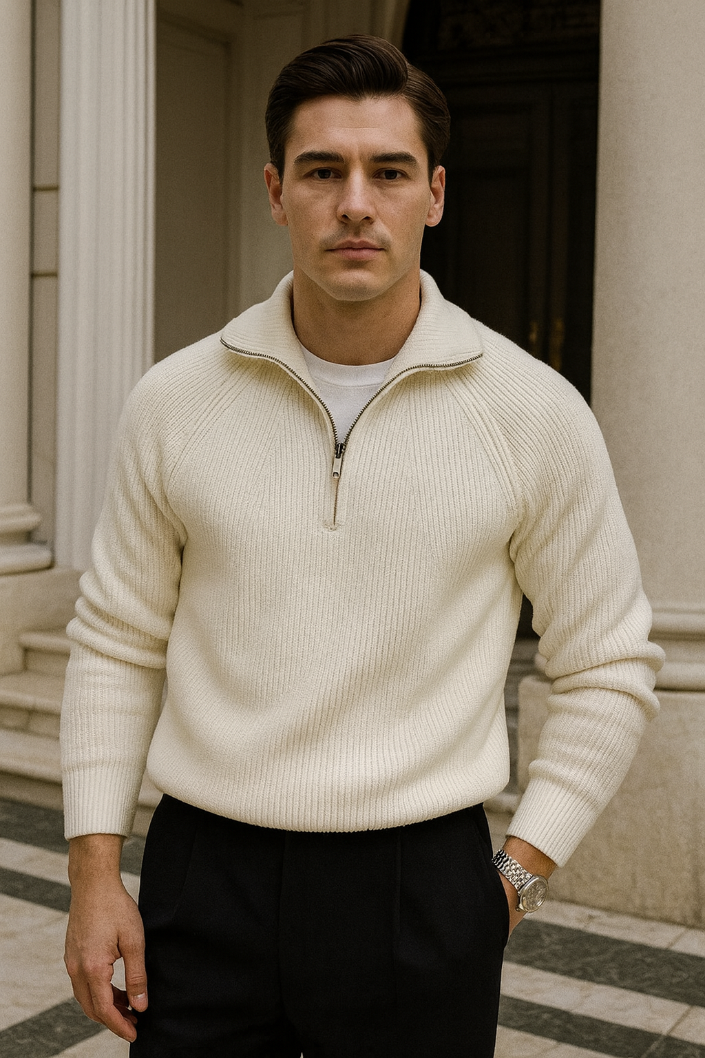 Victor - Men's Cotton Quarter Zip Sweater