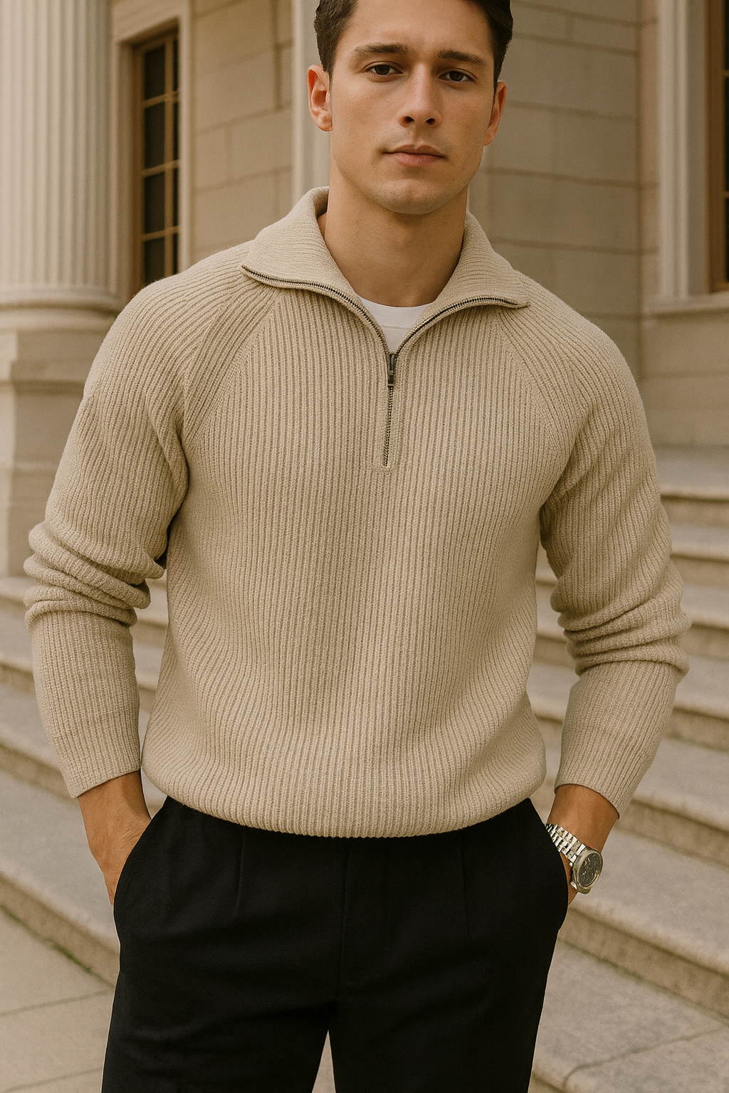 Victor - Men's Cotton Quarter Zip Sweater