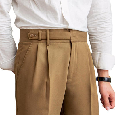 Nathan - Men's Fabric High Waist Straight Pants